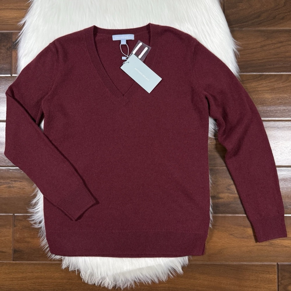 Antonio‎ Melani Size XS Zinfandel Monica V Neck Cashmere Pullover Sweater
